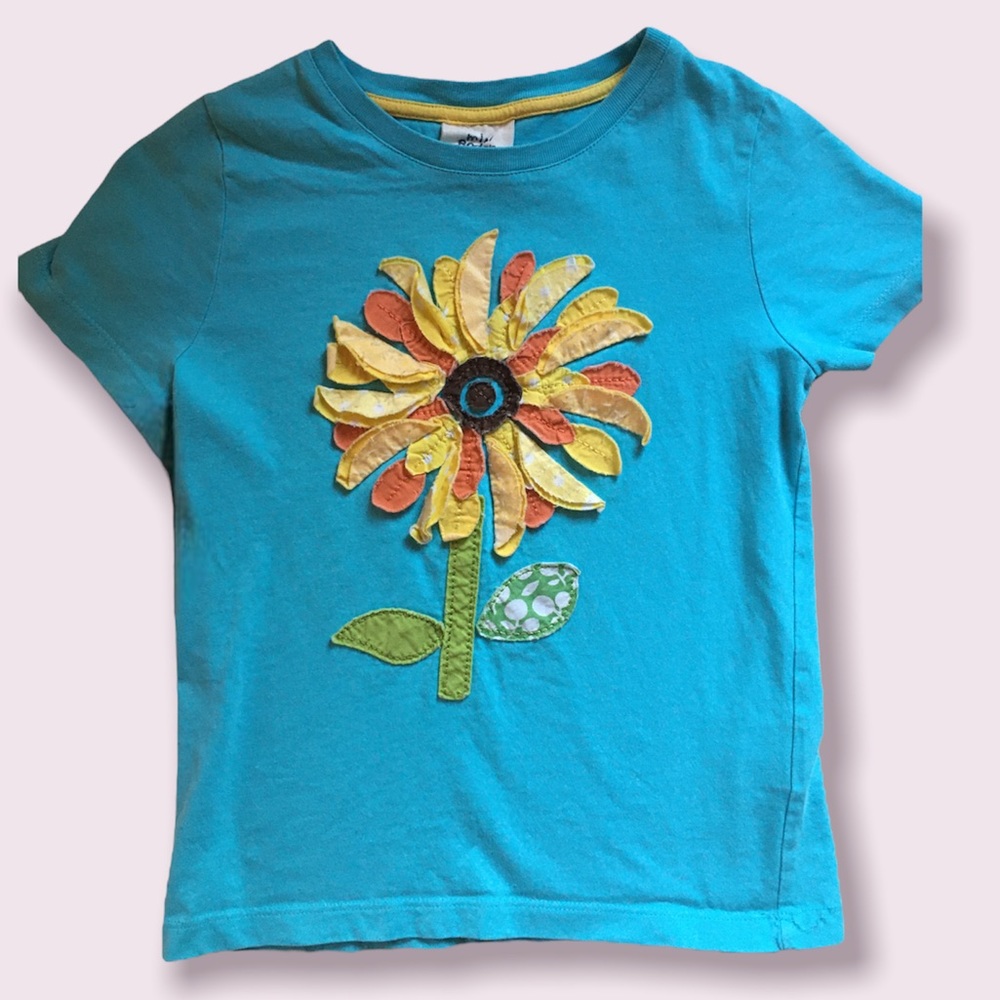 Mini Boden Girls Blue Sunflower T-Shirt